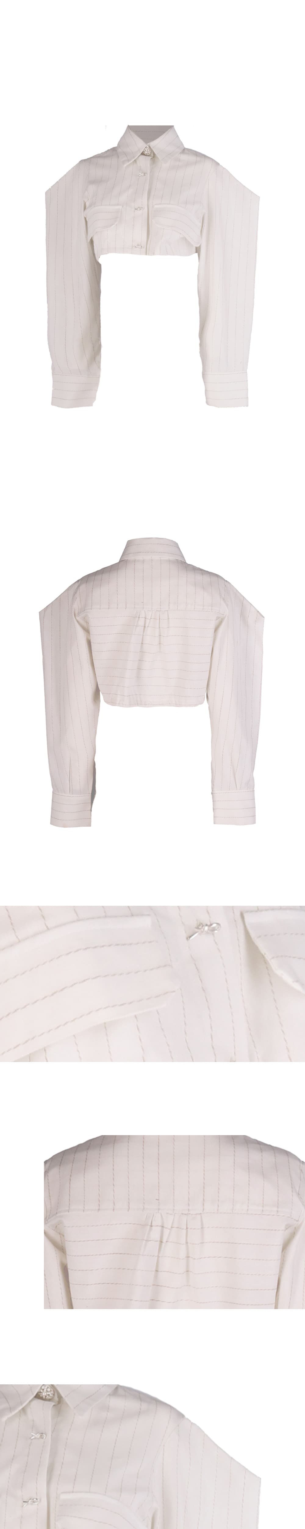 26SS White Striped Point Shoulder Crop Pants — vue 4