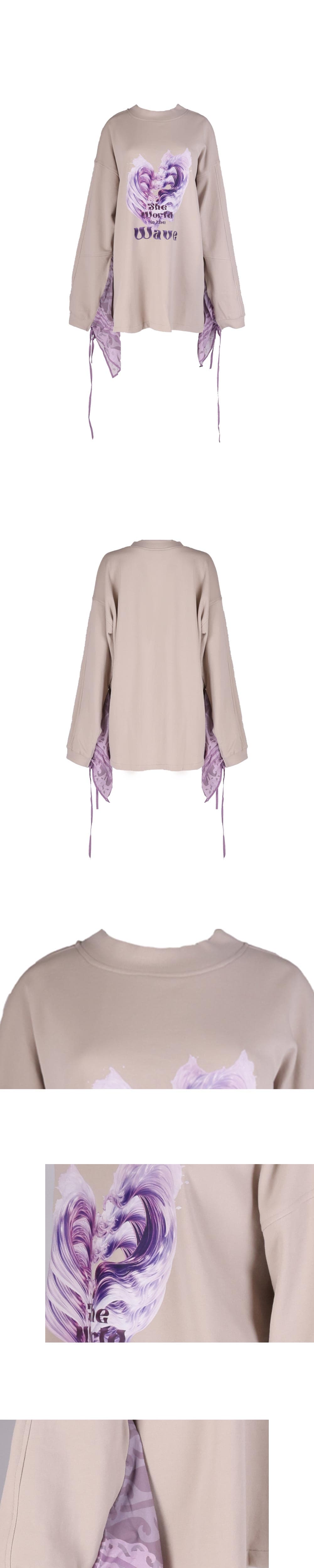 26SS Purple Wave Slit Layered Pink Beige Sweat One-Piece — vue 4