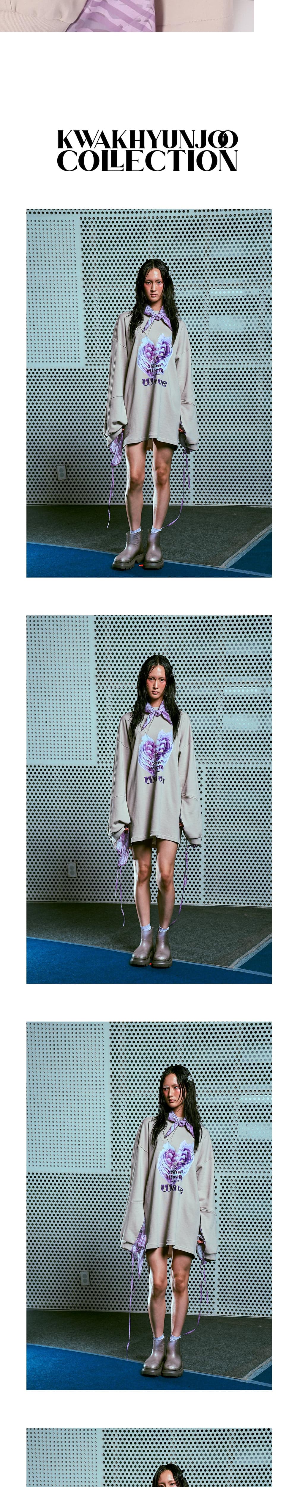 26SS Purple Wave Slit Layered Pink Beige Sweat One-Piece — vue 5