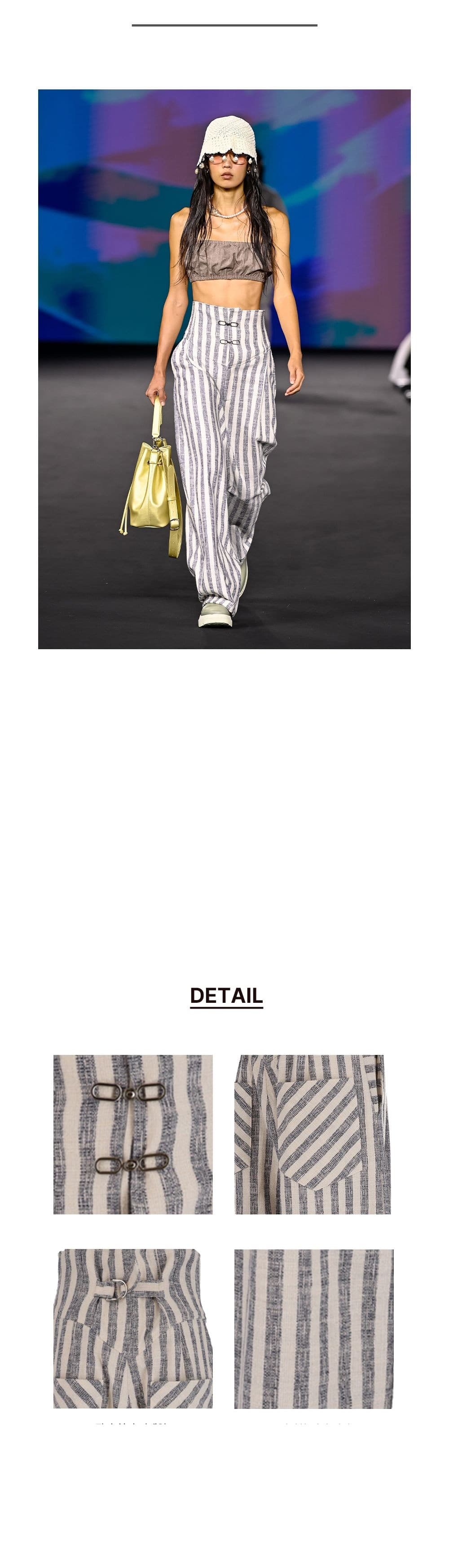 26SS Gray Striped Pattern High Waist Long Pants — vue 3