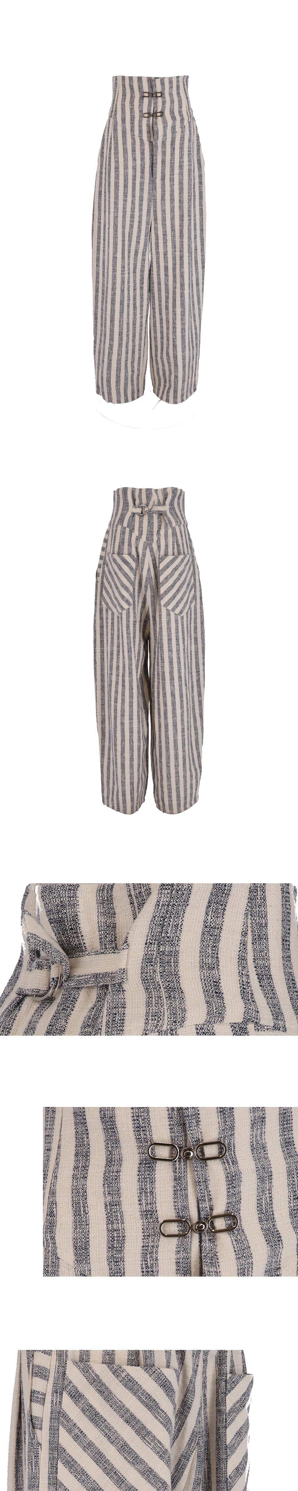 26SS Gray Striped Pattern High Waist Long Pants — vue 4