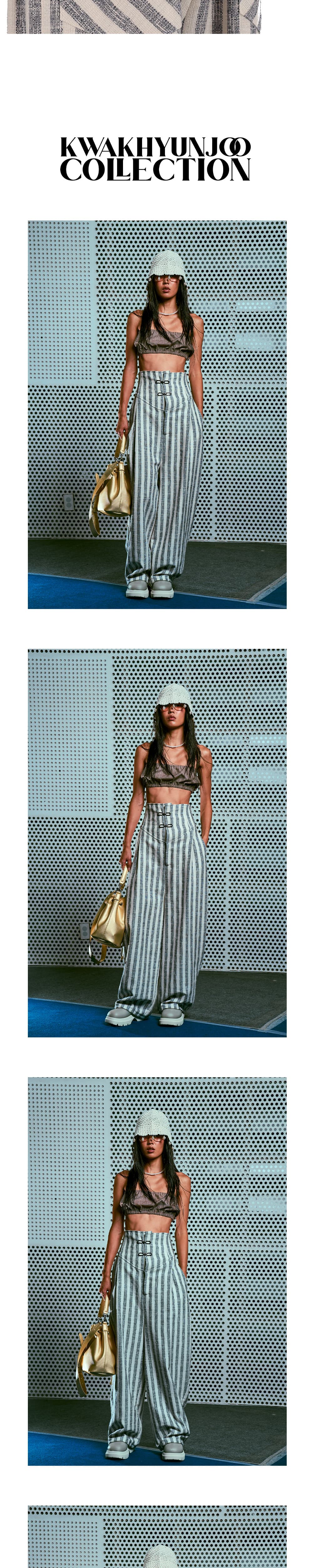 26SS Gray Striped Pattern High Waist Long Pants — vue 5