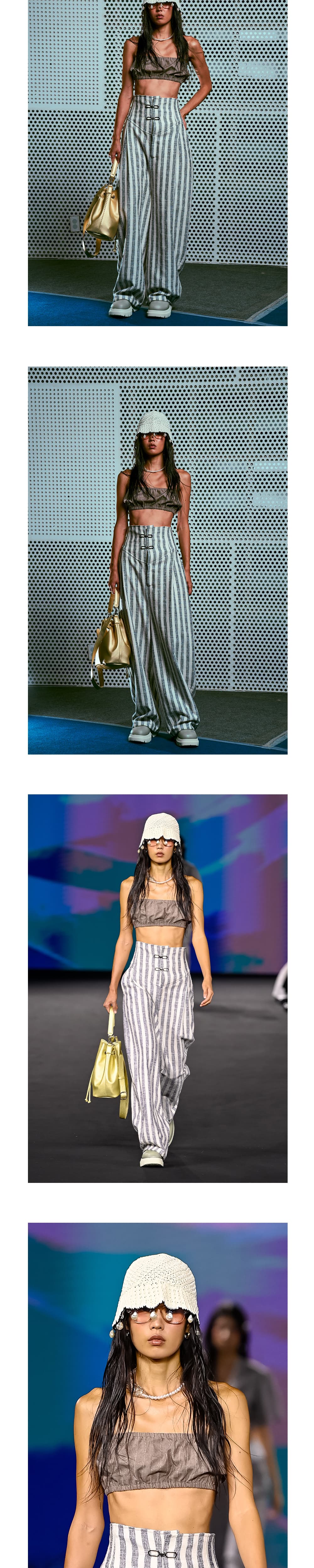 26SS Gray Striped Pattern High Waist Long Pants — vue 6
