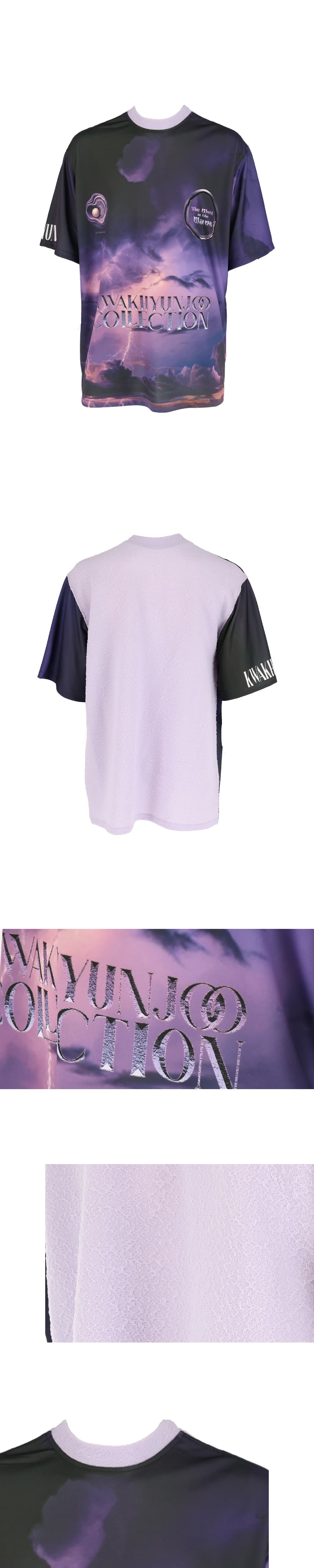 26SS Deep Purple Thunder Printing Lavender Neck Line T-Shirt — vue 4
