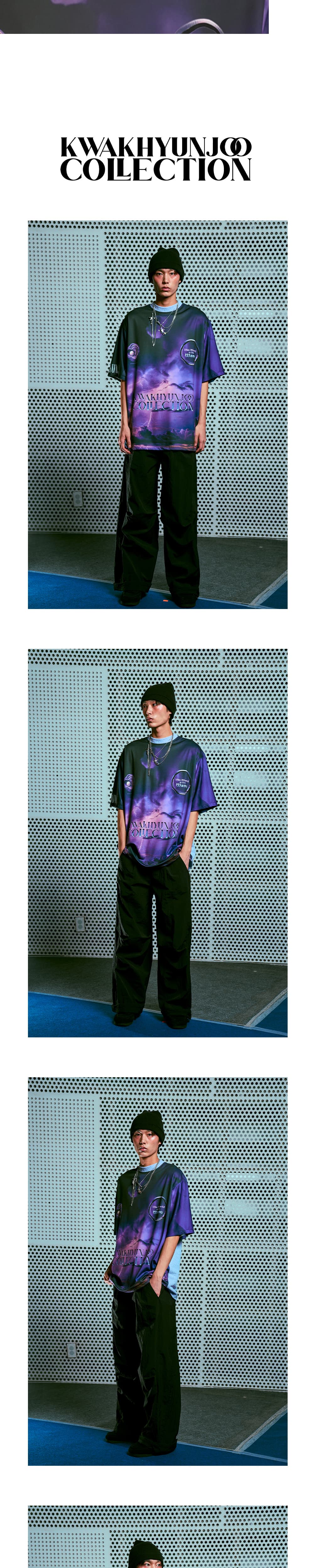 26SS Deep Purple Thunder Printing Lavender Neck Line T-Shirt — vue 5
