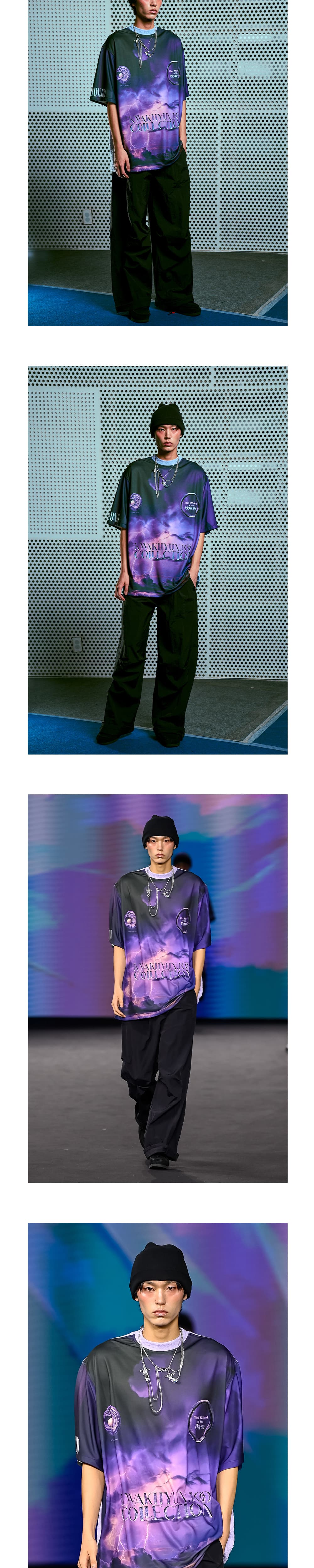 26SS Deep Purple Thunder Printing Lavender Neck Line T-Shirt — vue 6