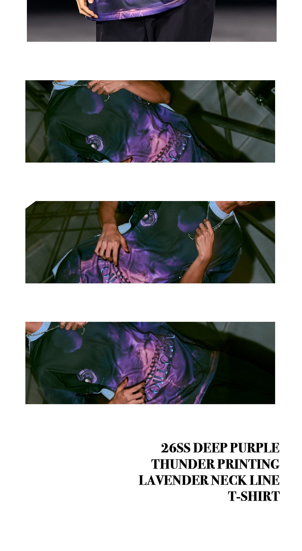 26SS Deep Purple Thunder Printing Lavender Neck Line T-Shirt — vue 7