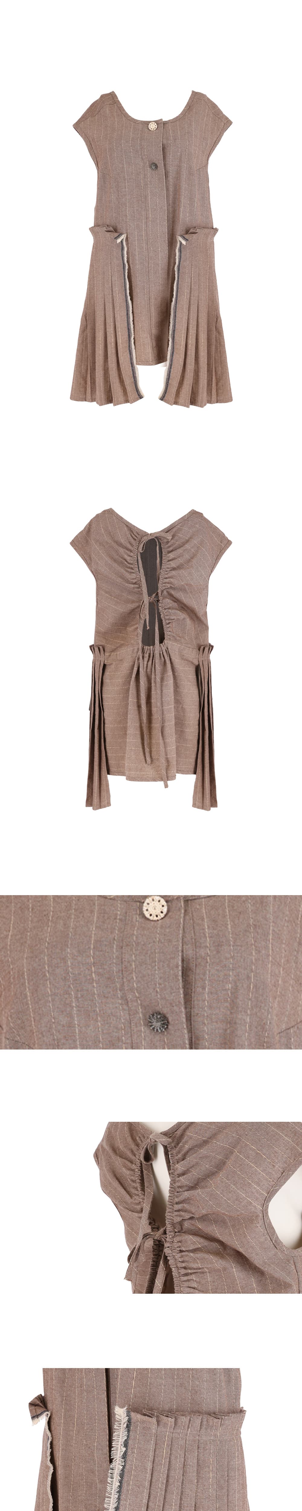 26SS Brown Striped Unbalanced Sleeveless One-Piece — vue 4