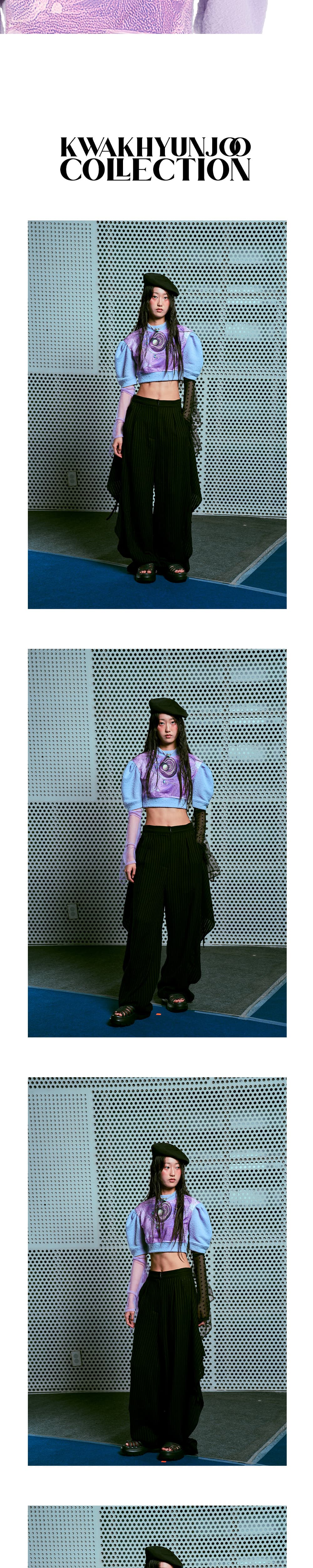 26SS Lavender Wave Printing Puff Sleeve Crop T-Shirt — vue 5