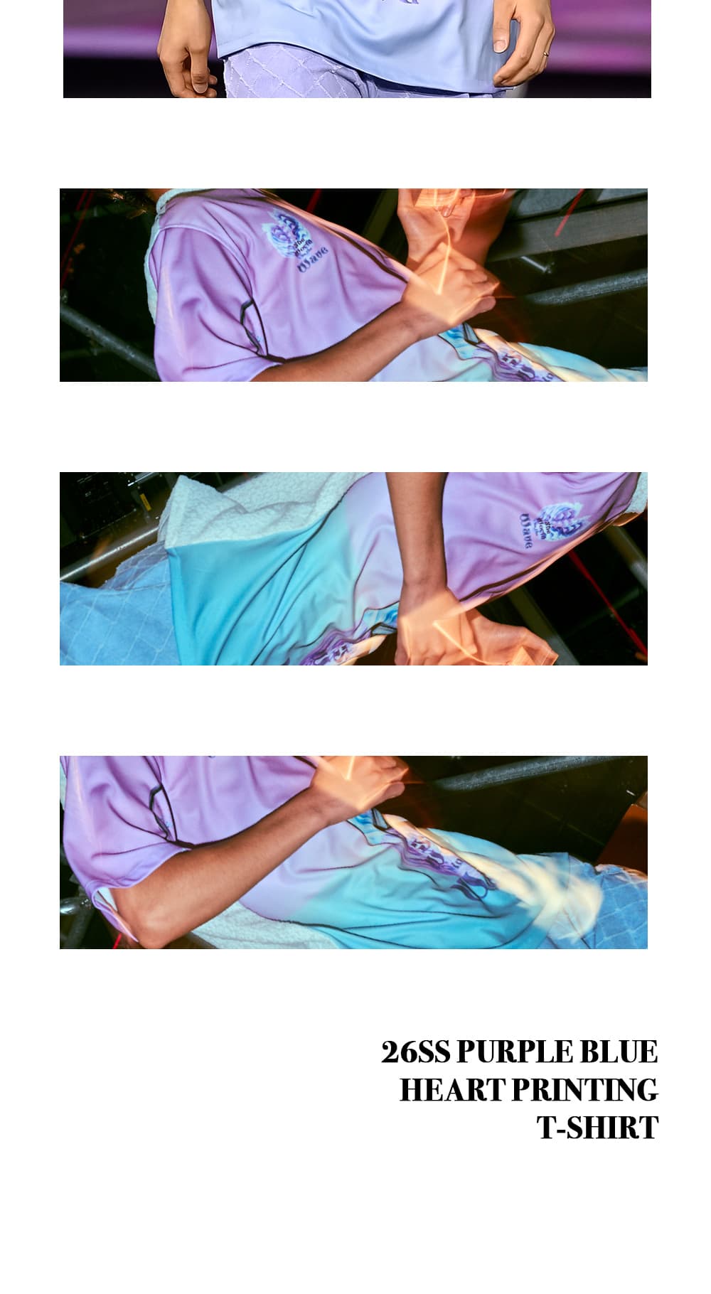 26SS Purple Blue Heart Printing T-Shirt — vue 7
