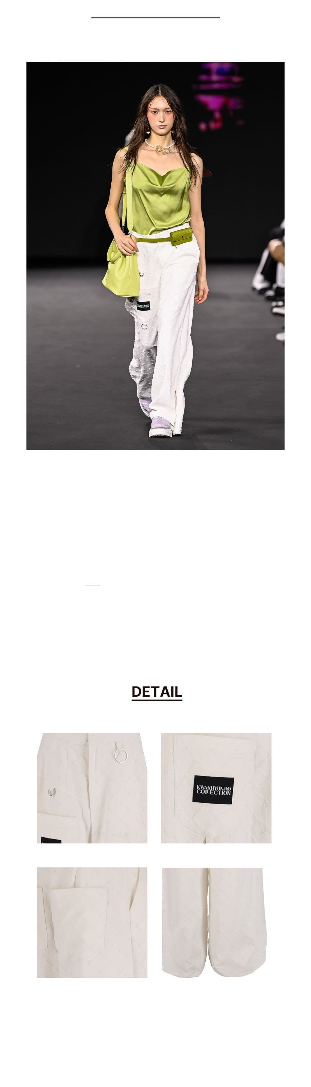 26SS White Cross Pattern Denim Long Pants — vue 3