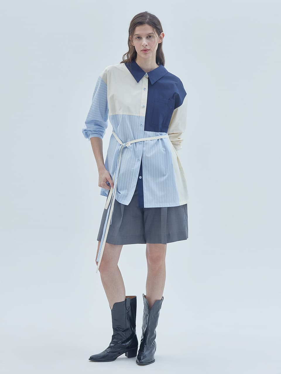 Patchwork Long Shirt Mix — vue 1