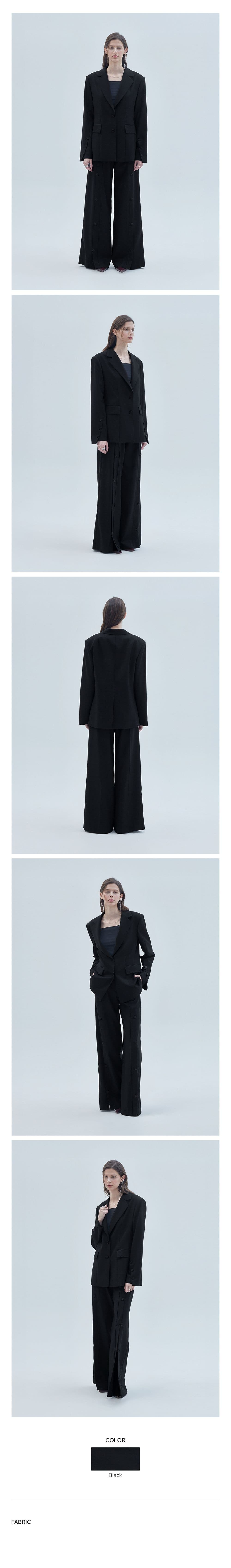 Diagonal Detail Overfit Single Blazer Black — vue 3