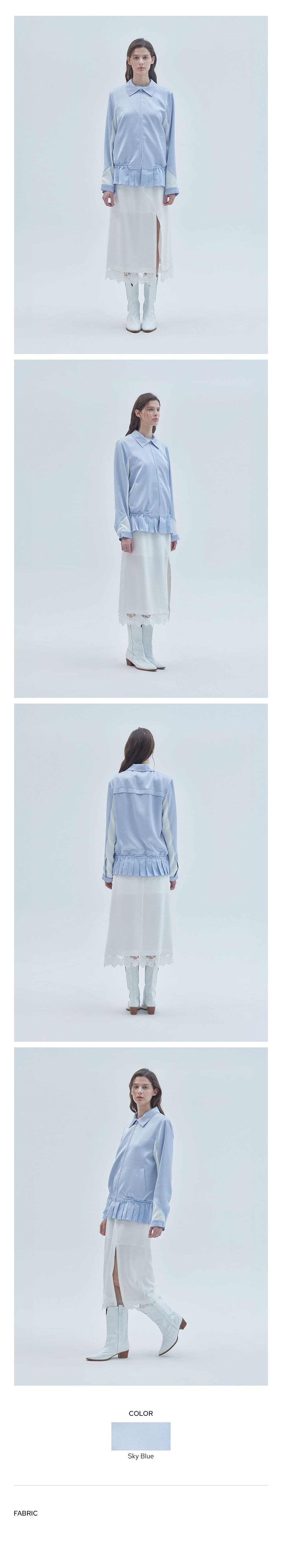 Mini Pleats Block Zip-Up Jacket Sky Blue — vue 3