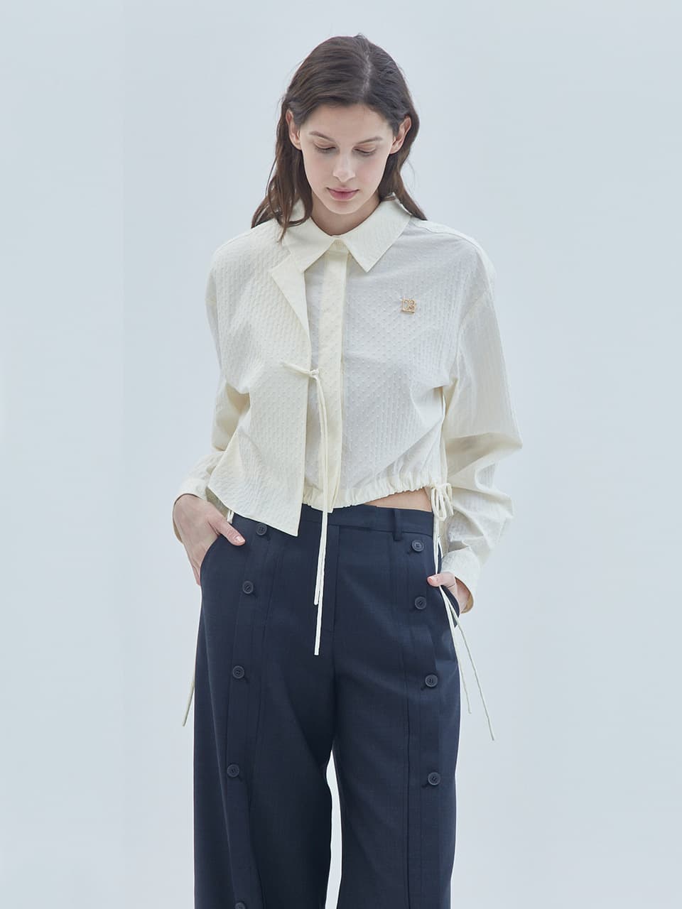 Signature Symbol Two-Layer Shirt Jacket Ivory — vue 1