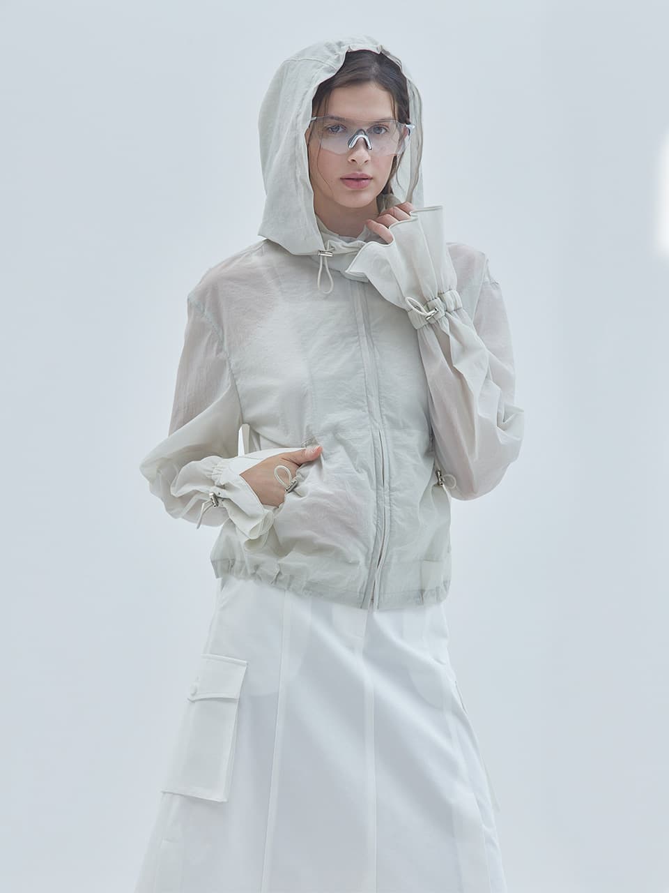 Flare Cuffs Windbreaker Beige — vue 1