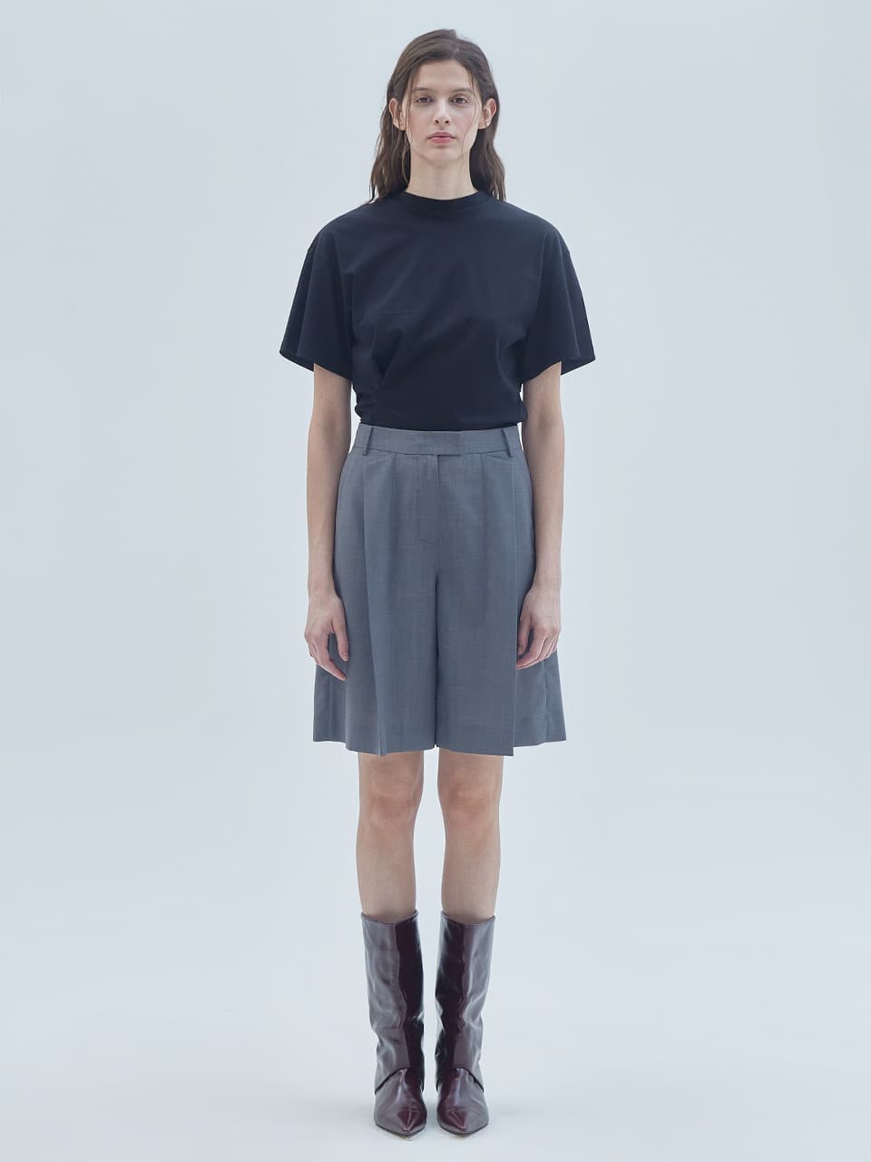 Wing Wide Bermuda Pants Grey — vue 1