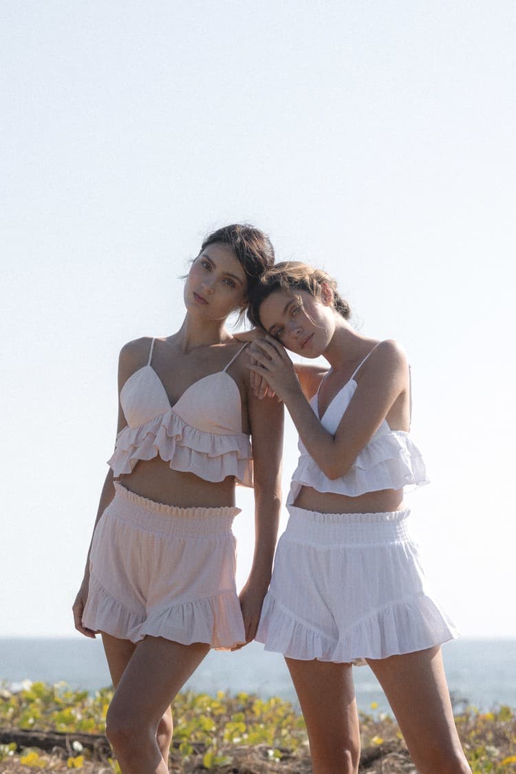 Sofia Pink Ruffled Cotton Shorts — vue 9