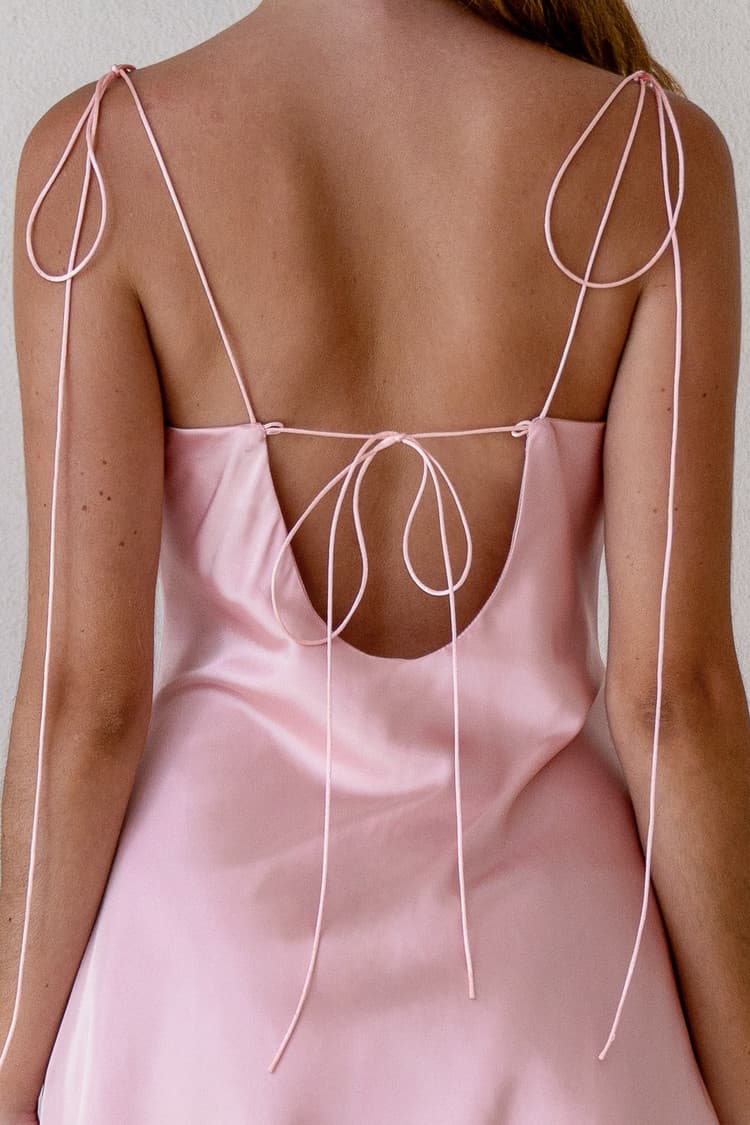 Bailey Pink Satin Slip Dress — vue 7