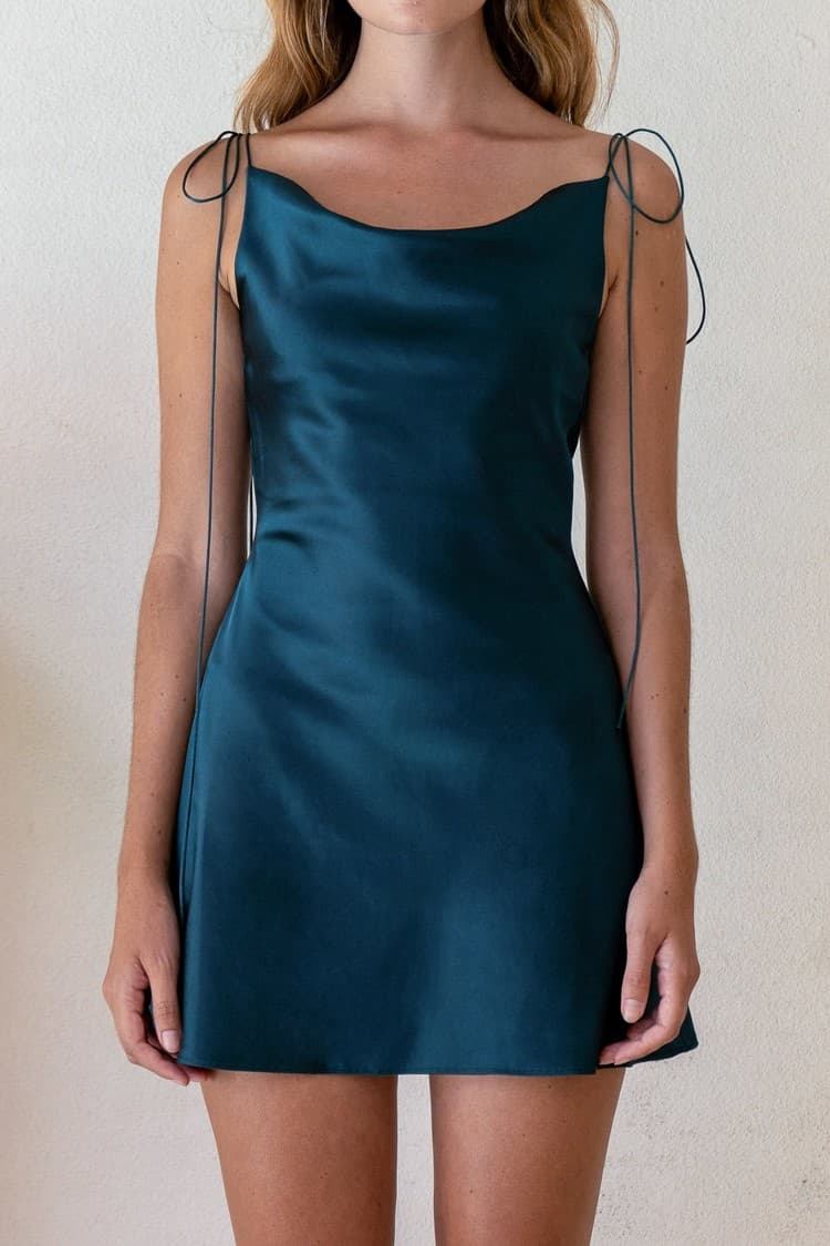 Bailey Green Satin Slip Dress — vue 2