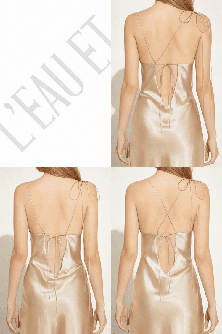 Kristen Gold Satin Slip Dress — vue 8