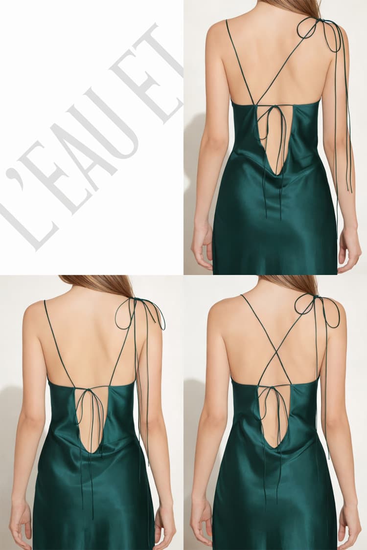 Kristen Green Satin Slip Dress — vue 8