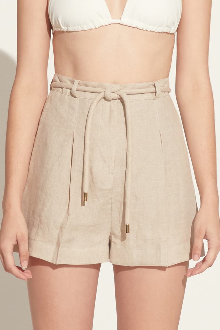Alexis Beige High-rise Linen Shorts — vue 1