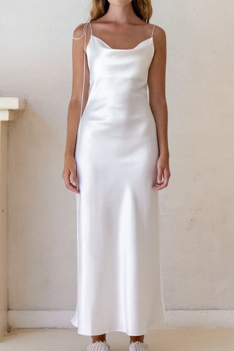 Kristen White Satin Slip Dress — vue 2