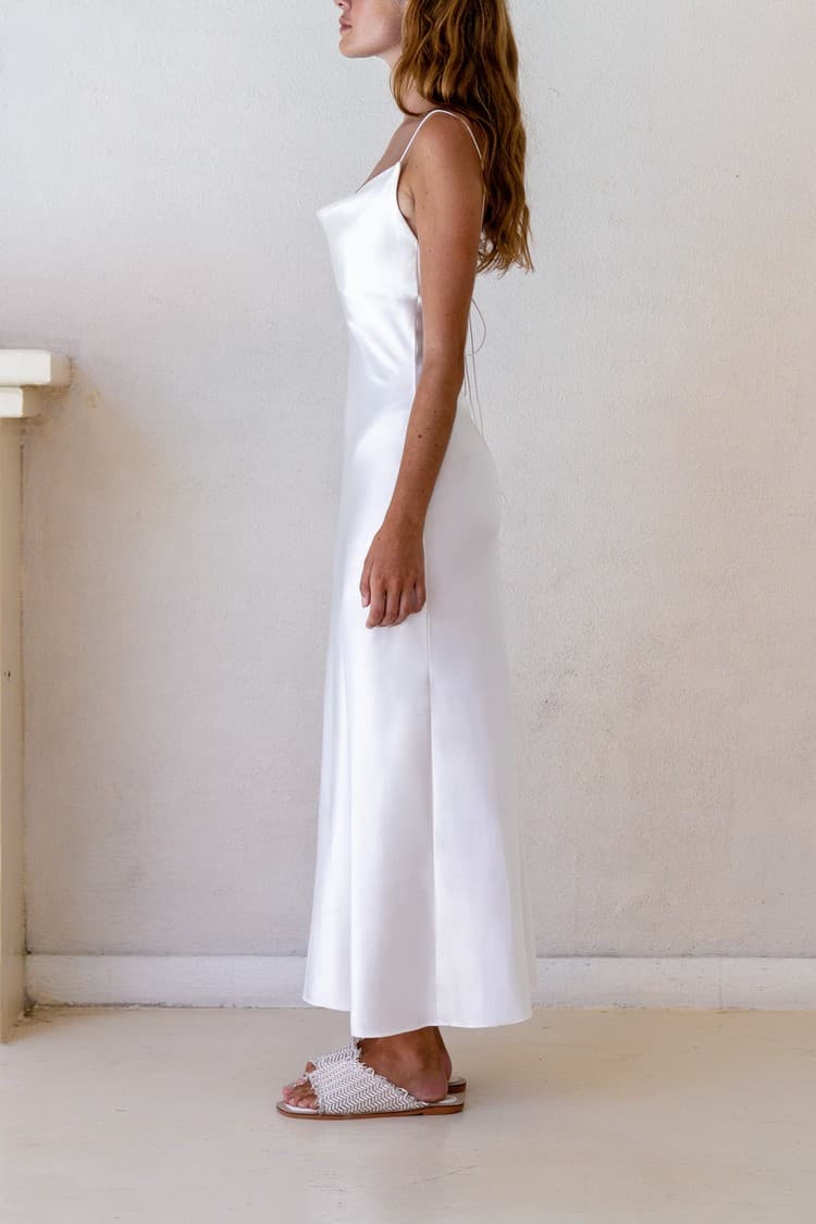 Kristen White Satin Slip Dress — vue 5