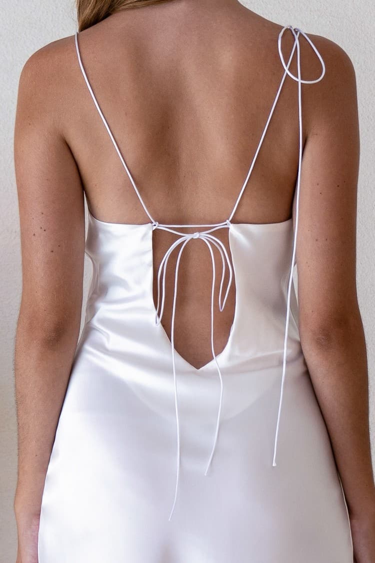 Kristen White Satin Slip Dress — vue 7