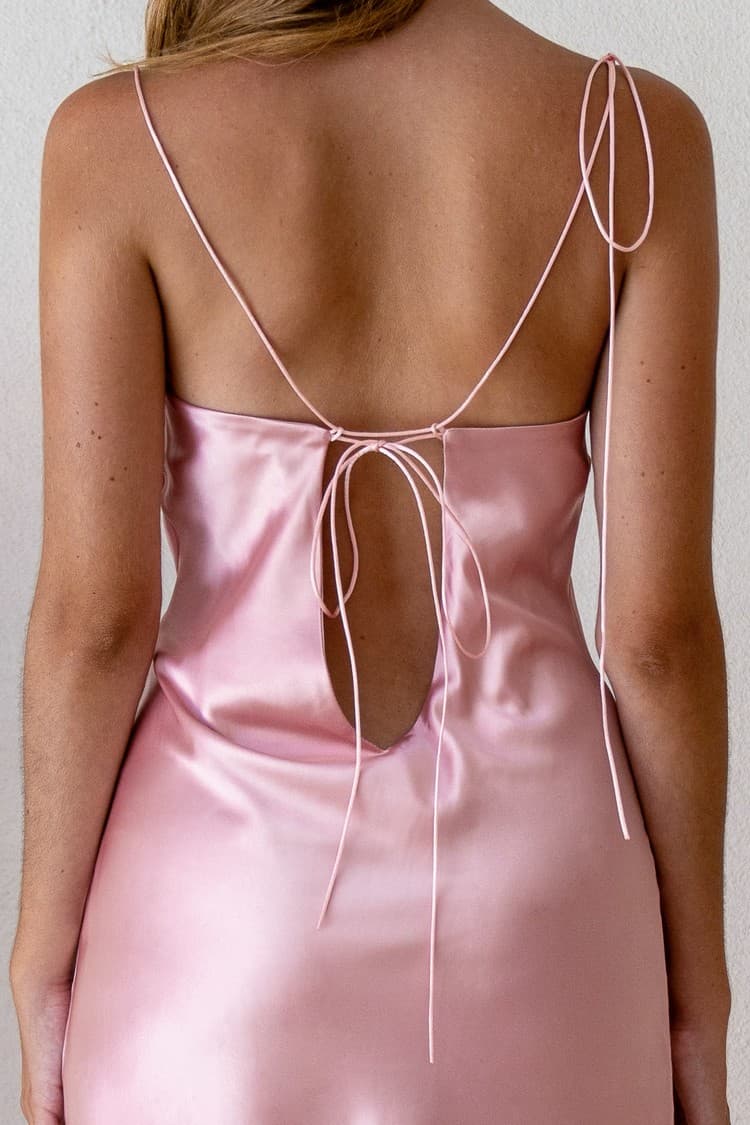 Kristen Pink Satin Slip Dress — vue 7