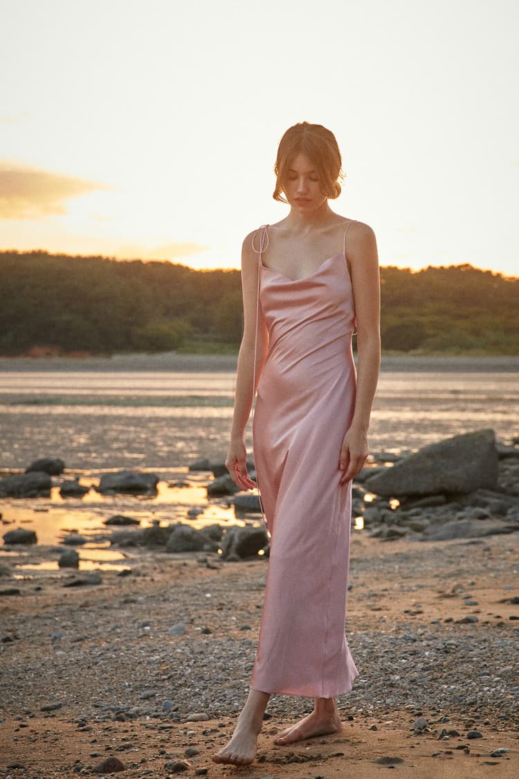 Kristen Pink Satin Slip Dress — vue 9