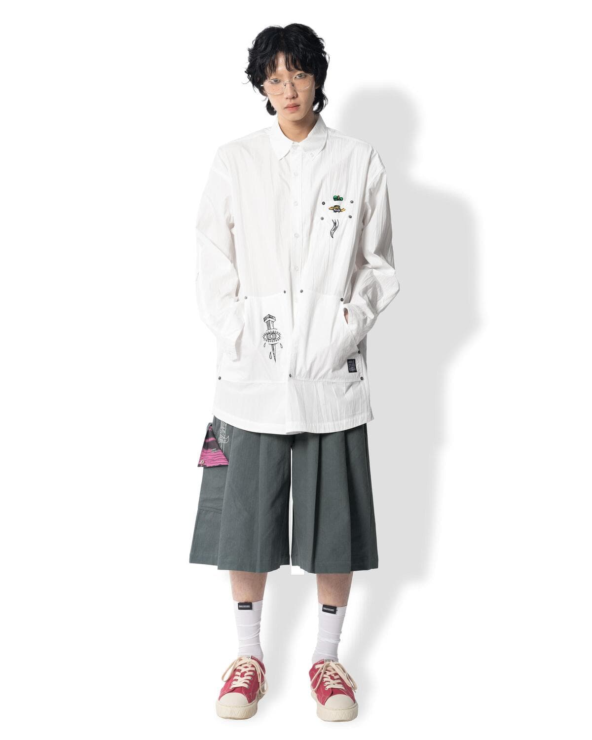 Pleated Signature Out-Pocket Shirt (White) — vue 6
