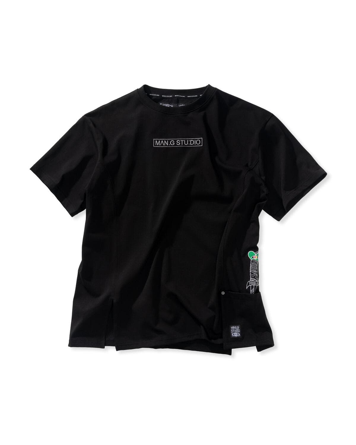 Pocket Point Slit Short Sleeve T-Shirt (Black) — vue 2