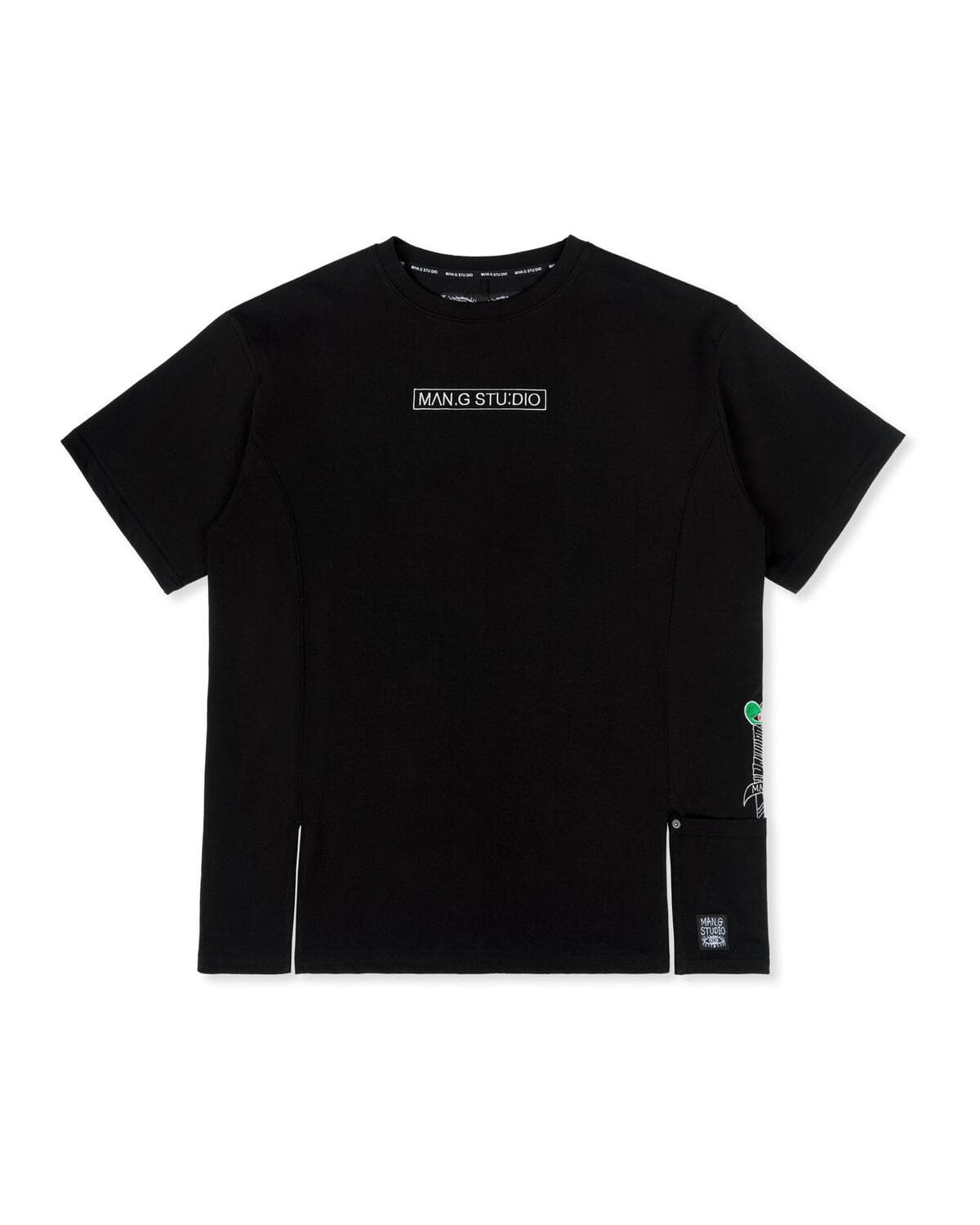 Pocket Point Slit Short Sleeve T-Shirt (Black) — vue 4