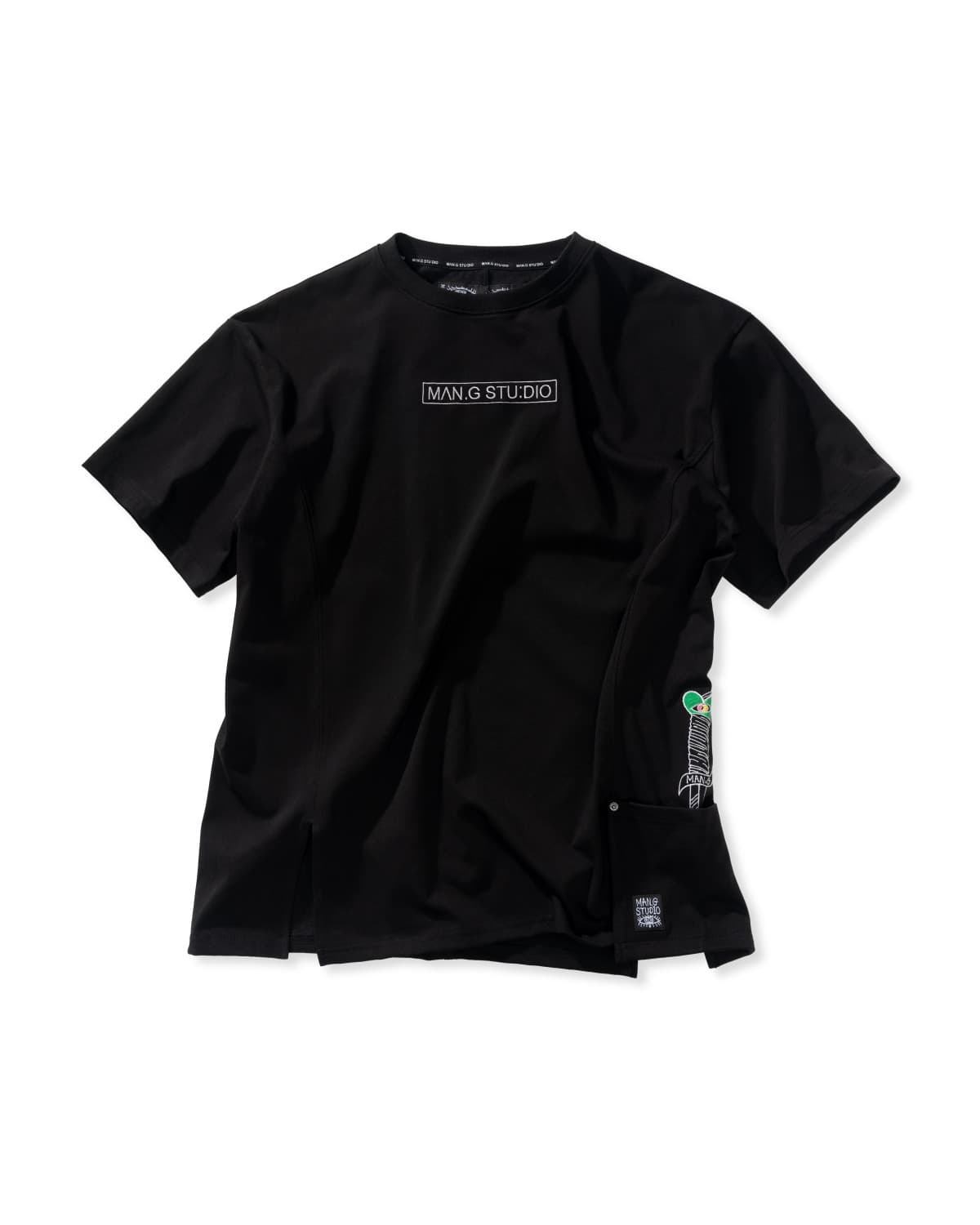 Pocket Point Slit Short Sleeve T-Shirt (Black) — vue 1
