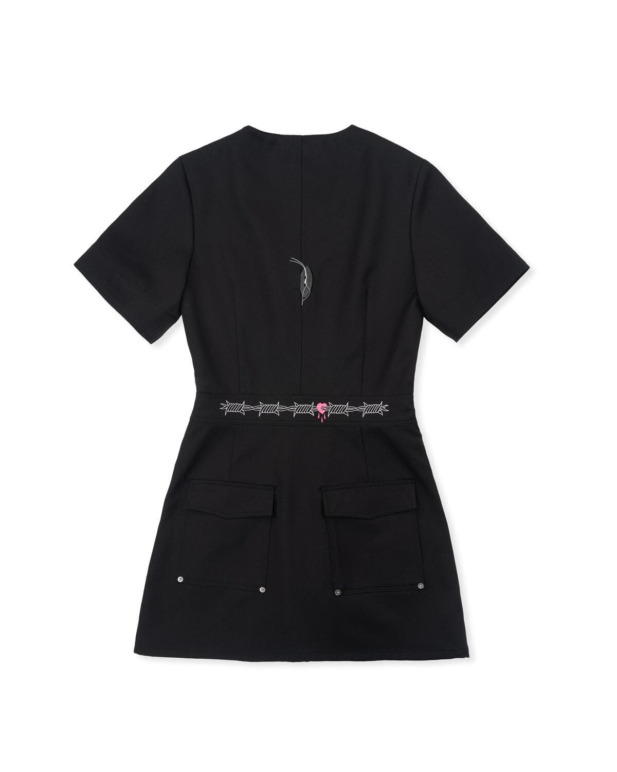 Drape V-neck Tab Dress (Black) — vue 5