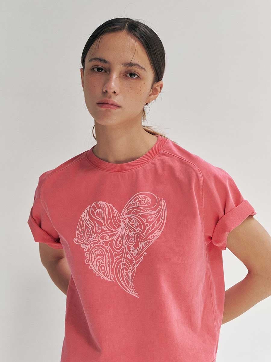 RTR HEART PAISLEY HALF SLEEVE TOP_PINK — vue 2