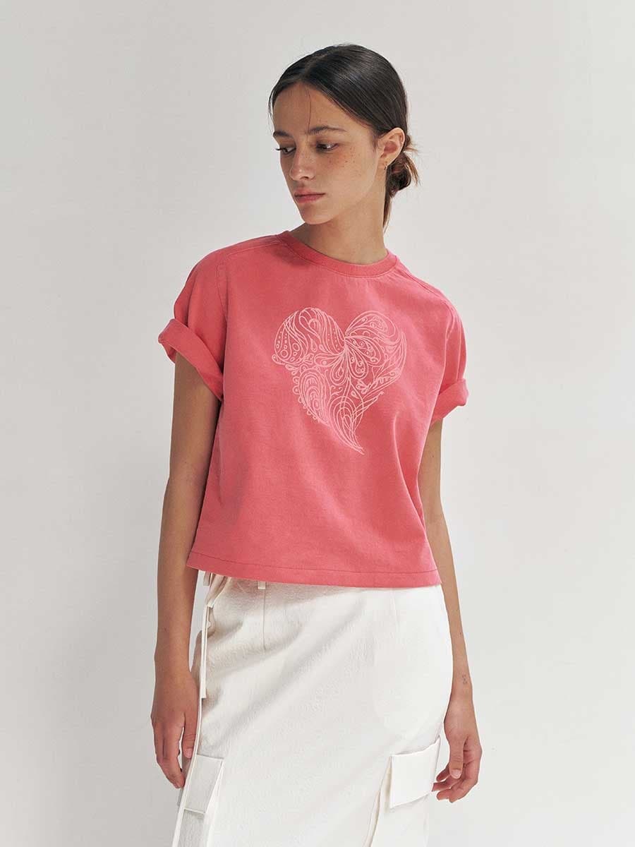 RTR HEART PAISLEY HALF SLEEVE TOP_PINK — vue 3