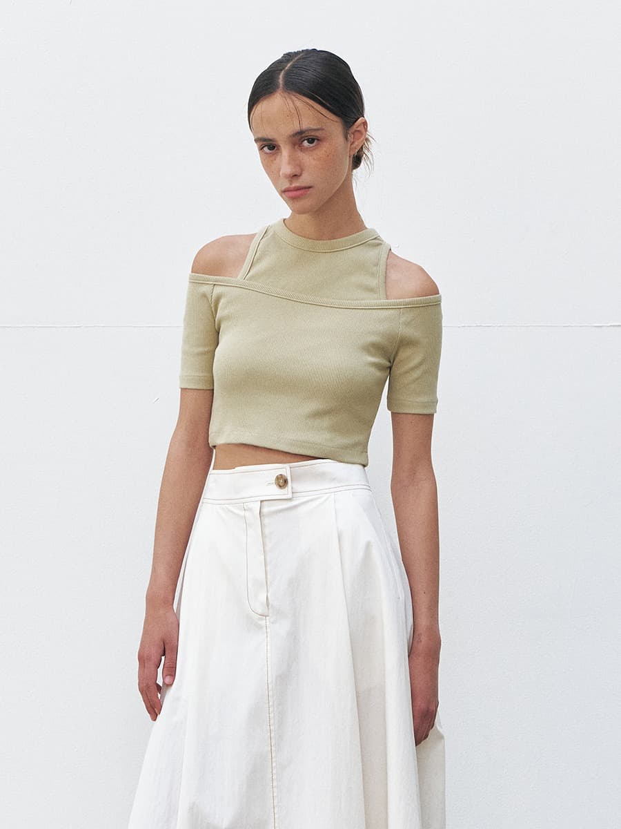 RTR LAYERD CROP TOP_GREEN — vue 1