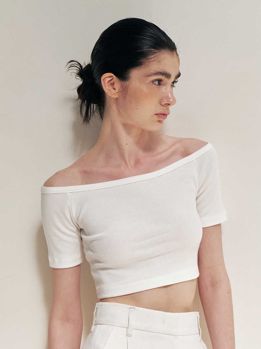 RTR LAYERD CROP TOP_IVORY — vue 1