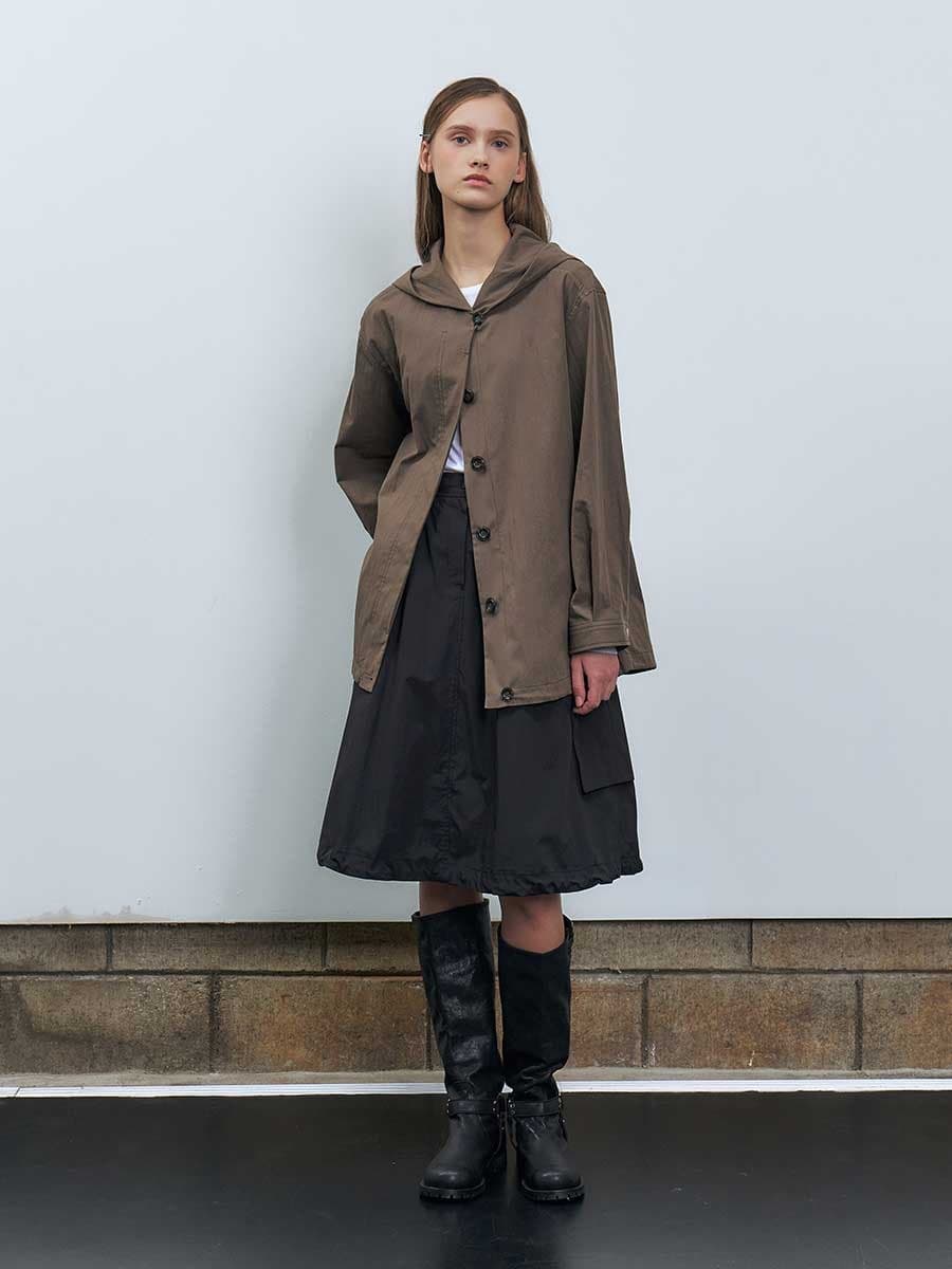 RTF SHAWL HOODED SHIRT_KHAKI BROWN — vue 2