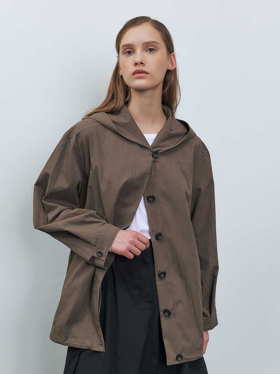 RTF SHAWL HOODED SHIRT_KHAKI BROWN — vue 4