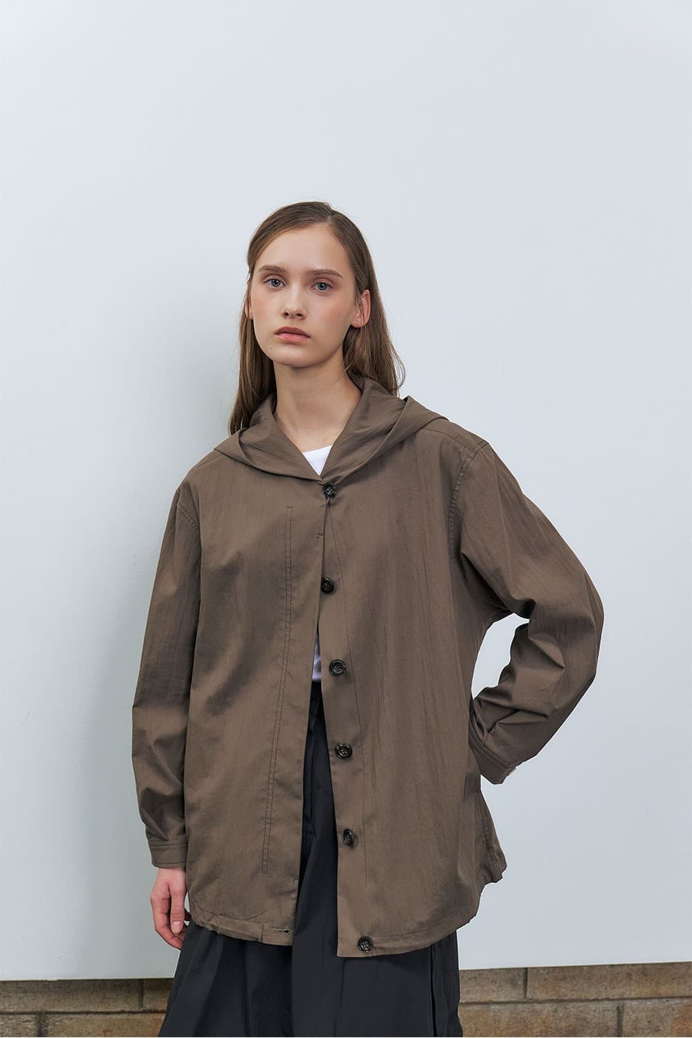 RTF SHAWL HOODED SHIRT_KHAKI BROWN — vue 10