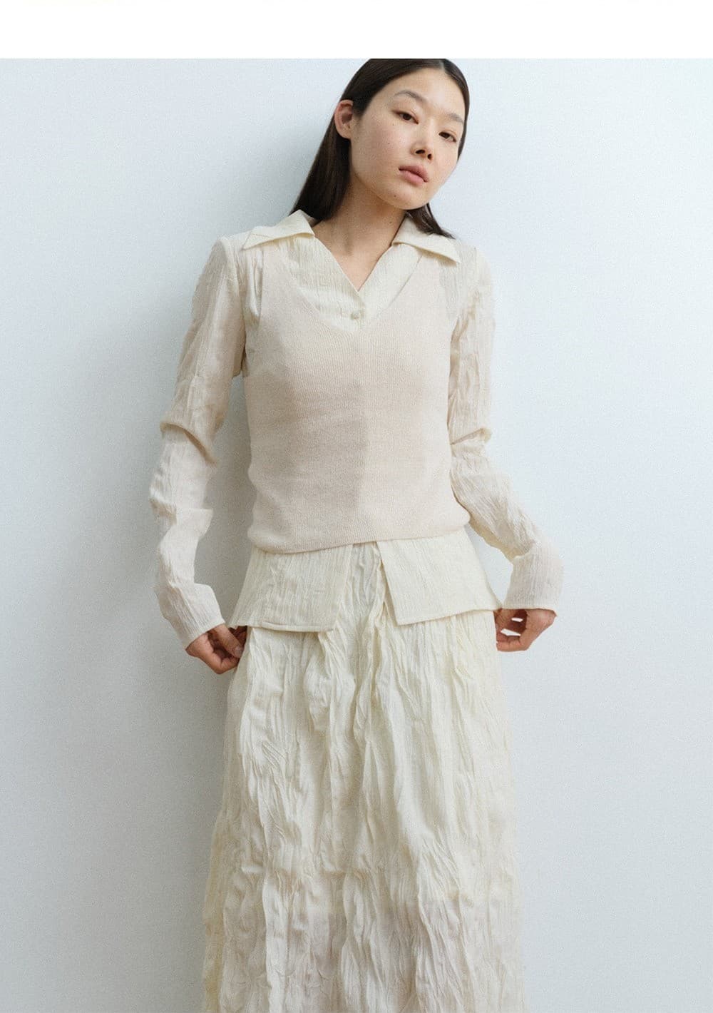 TFS FLARE CREASED SKIRT_IVORY — vue 5