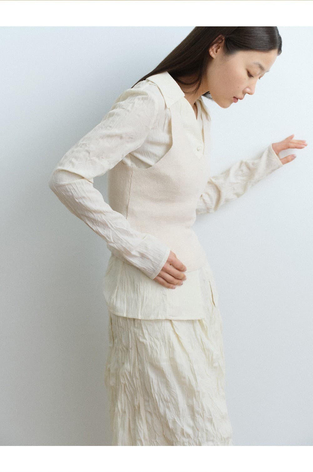 TFS FLARE CREASED SKIRT_IVORY — vue 7