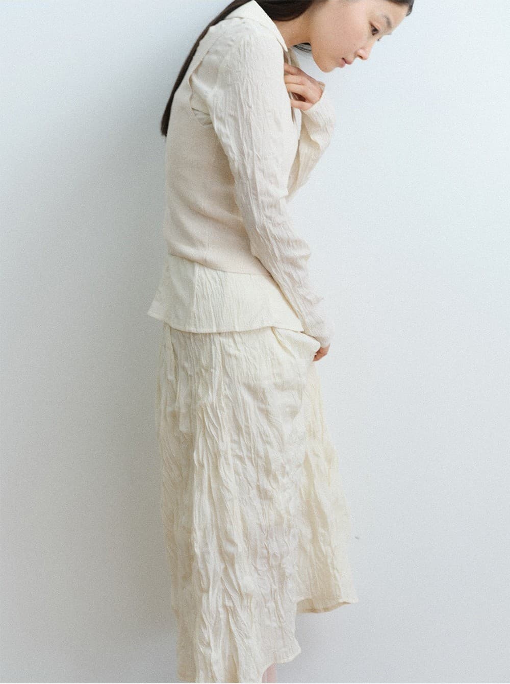 TFS FLARE CREASED SKIRT_IVORY — vue 8
