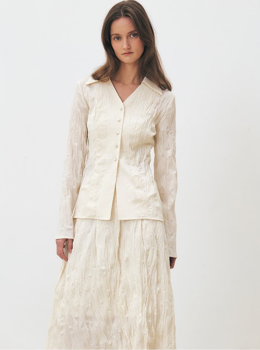 TFS FLARE CREASED SKIRT_IVORY — vue 10