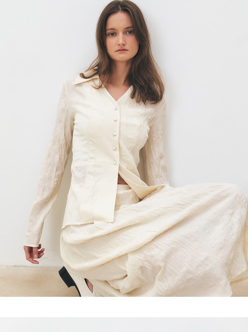 TFS FLARE CREASED SKIRT_IVORY — vue 11