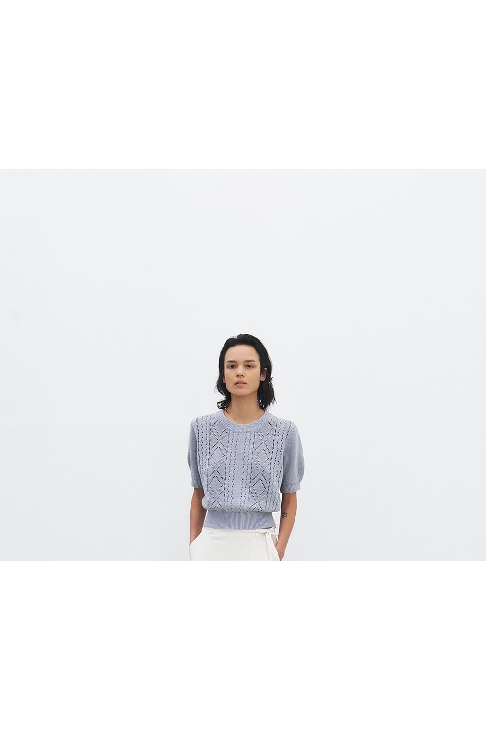 TFR CREASED SHEEN FLARE SKIRT_IVORY — vue 6